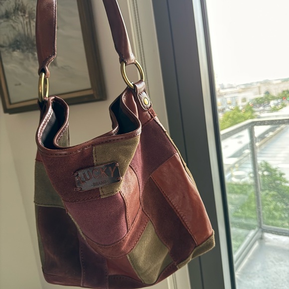 Vintage Lucky Brand Patchwork Shoulder Bag - Brown and Green - Picture 2 of 8